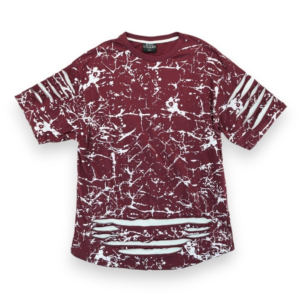 Blac Lacquer Men's T-shirt Pullover‎ CrewNeck Paint Splatter Size 2XL